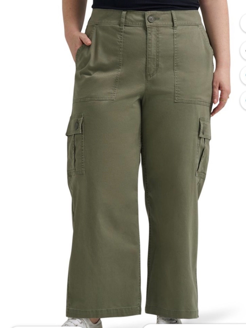 Lee Olive Green Wide-Leg Cargo Jeans